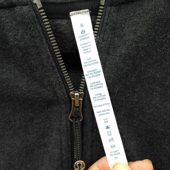 Lululemon Full zip up hoodie grayish black Size 6 - Picture 2 of 6